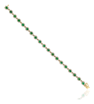 2.68ct Emerald & 1.56ct Diamond Mexican Bracelet 14k Gold Fine Jewelry