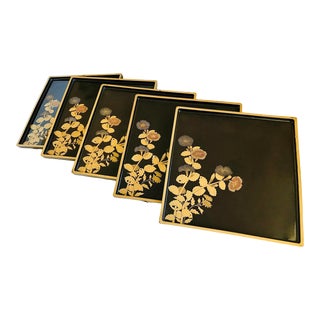 19th Century Japanese Edo Period Lacquer Trays- Set of 5 For Sale