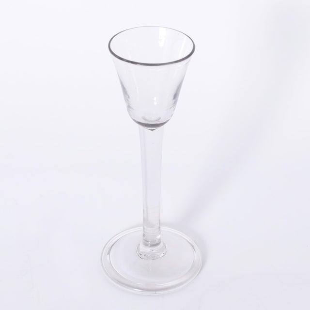 Glass Set of Five Antique English Folded Foot Wine or Liquor Stem Glasses For Sale - Image 7 of 8