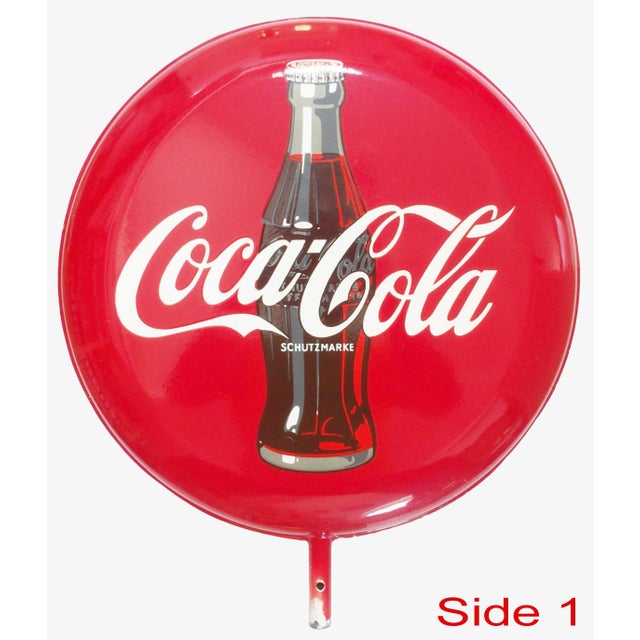 Large Double-Sided Coca Cola Enameled Sign, 1960s For Sale - Image 12 of 12