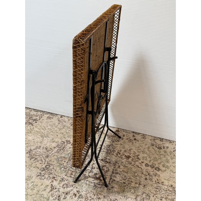 Danny Ho Fong Danny Ho Fong Folding Wicker Card Table, Outdoor For Sale - Image 4 of 12
