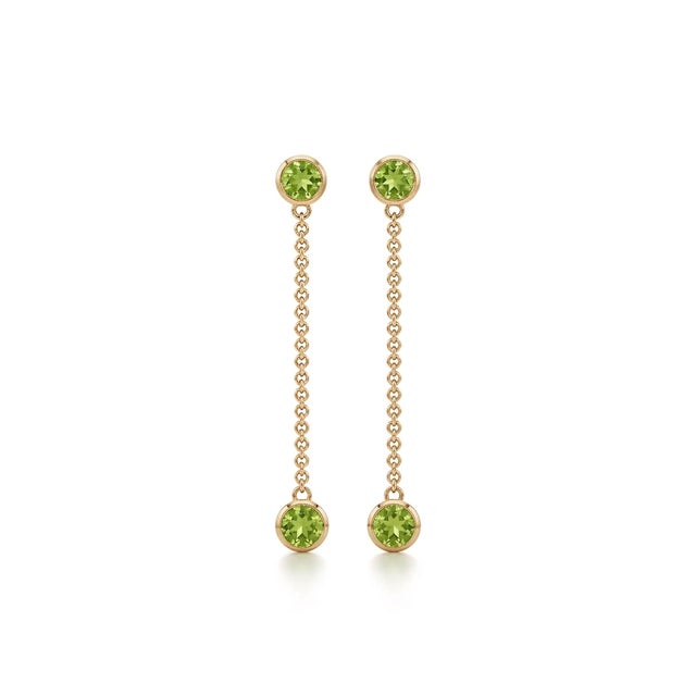 Peridot Minimalist Drop Chain Earrings - 925 Sterling Silver Handmade Earrings - A Pair For Sale - Image 4 of 5