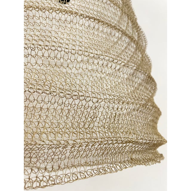 21st Century Handcrafted Knitted Lamp Wavy Bell in Gold Color, D35cm For Sale - Image 10 of 12