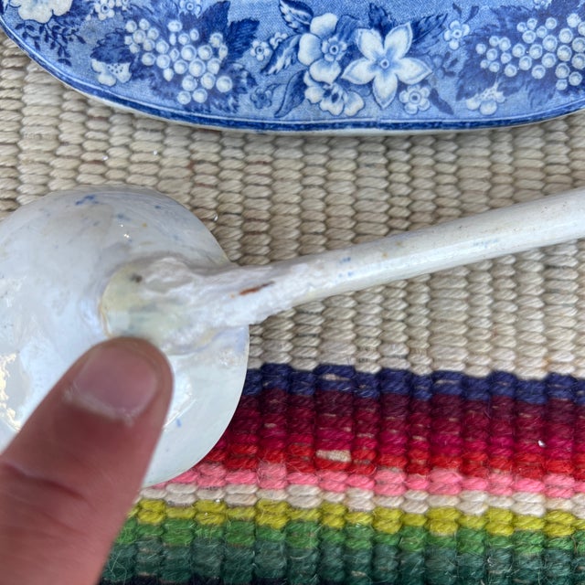 A Antique Pearlware Blue Transfer Decorated Sauce Tureen W/Lid and Tray. Circa 1820's For Sale - Image 6 of 12