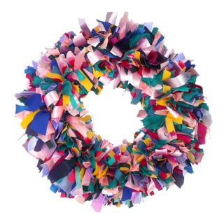 Ribbon Christmas Holiday Wreath, 1980's For Sale