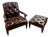 Chesterfield English Style Tufted Leather Library Chair & Ottoman by Hickory For Sale