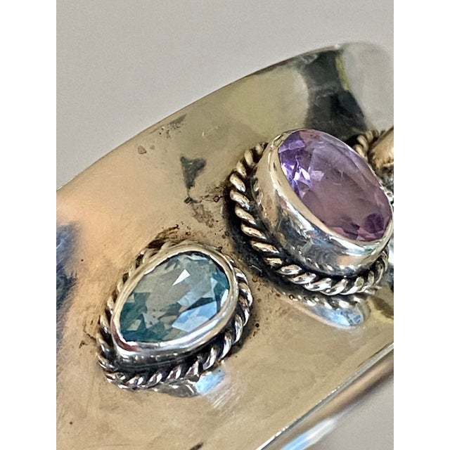 Sterling Silver Bracelet With Amethyst and Topaz For Sale - Image 11 of 17