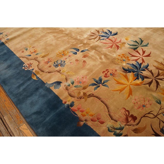 Amazing Beige Background Color withSome Palmettes Asymmetric Patterns Antique Chinese Art Deco Rug For Sale In New York - Image 6 of 10