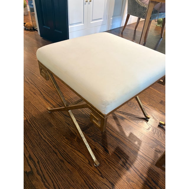 Chelsea House Aged Gold Leaf Gilded Greek Key Benches For Sale - Image 10 of 10