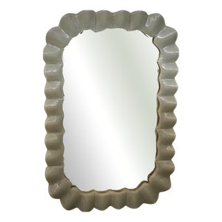 Italian Cream Murano Art Glass and Brass Console Mirror, 2000s For Sale