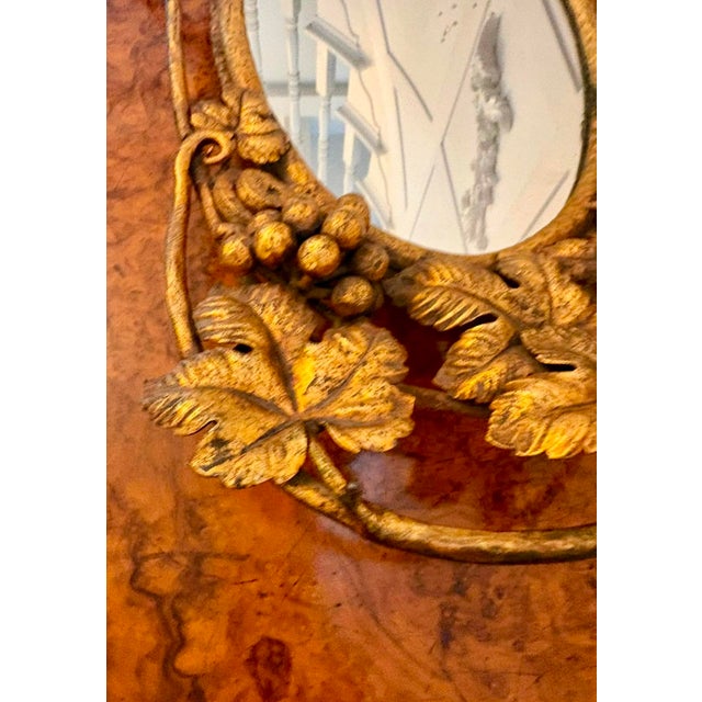 Antique Edwardian Gilt Metal Mirrored Grape Vine Drinks Serving Tray, 1900 For Sale - Image 11 of 12