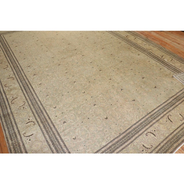 Zabihi Collection Light Green Elegant Antique Persian Tabriz Rug For Sale - Image 9 of 18