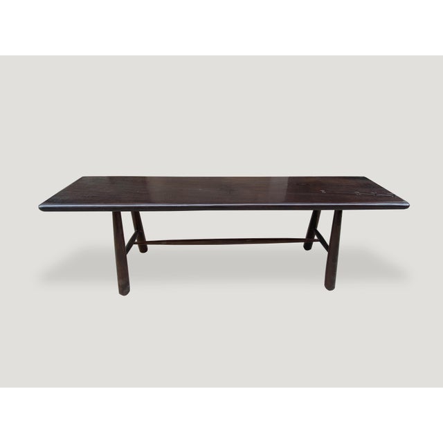 Andrianna Shamaris Midcentury Couture Espresso Stained Teak Wood Console Table For Sale - Image 10 of 18