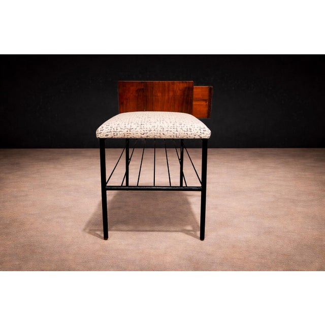 Phone Bench in Rosewood, Fabric & Metal, Geraldo De Barros, 1950s For Sale - Image 9 of 12