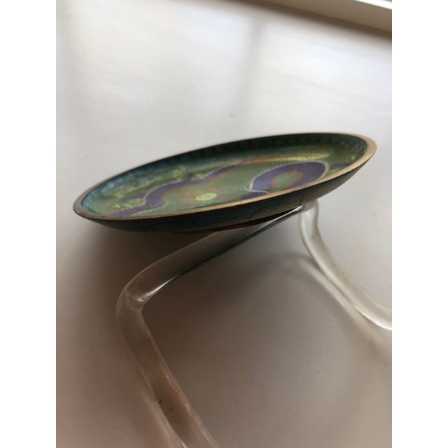 1940s Vintage Asian Cloisonné Enamel Trinket Pin Dish For Sale - Image 5 of 6