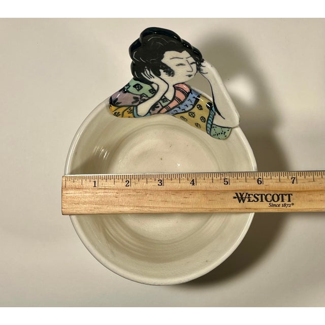 Set of 3 Vintage 1979-80 Flyn Studio Art Pottery Japan Inspired Plates, Signed For Sale - Image 10 of 18