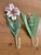 Charming pair of vintage painted metal tole flower wall hooks. One is a pink and white lily with green leaves; the other...