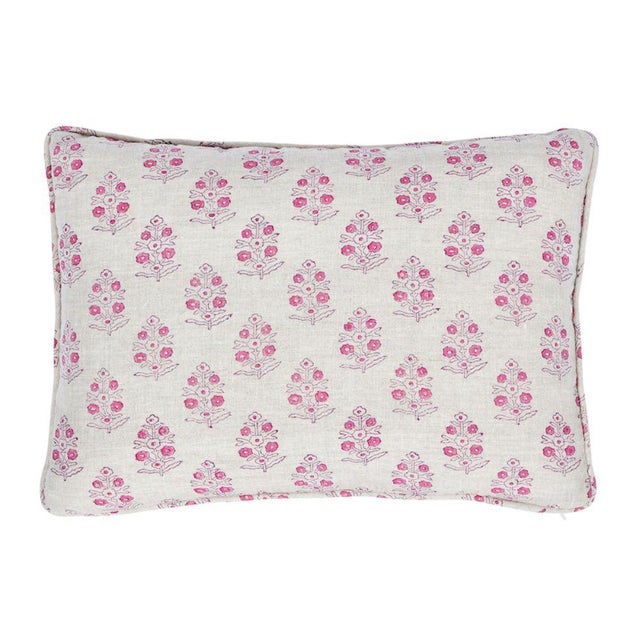Farmhouse Schumacher Aditi Block Print Pillow For Sale - Image 3 of 3