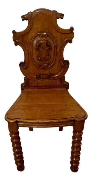 Set of Antique Victorian Hall Chairs in Carved Oak