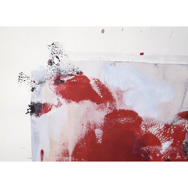 Red, White, and Purple - Abstract Figurative Composition in Acrylic on Paper A bold abstract painting by California-based...