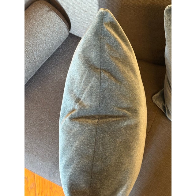 2020s Custom Design Blue Velvet Pillows, Set of Three For Sale - Image 5 of 12