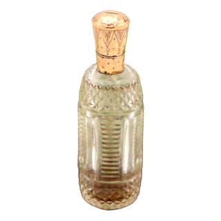 Glass Perfume Bottle with Gold Lid For Sale