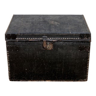 Antique Leather Stage Coach Traveling Trunk For Sale