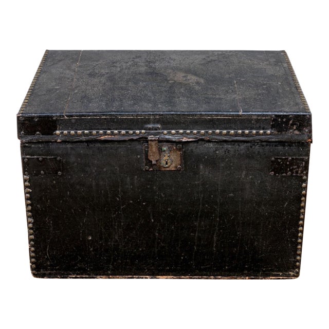 Antique Leather Stage Coach Traveling Trunk For Sale