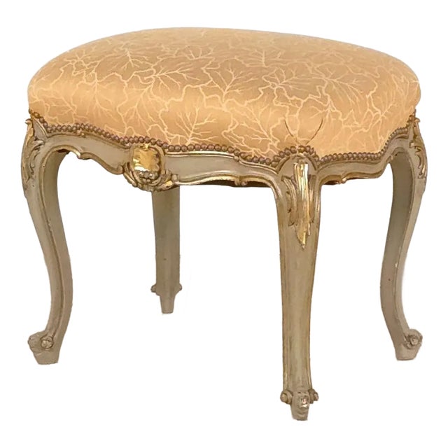 French Painted and Gilt Upholstered Stool, 19th Century For Sale