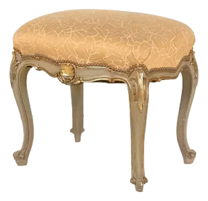 French Painted and Gilt Upholstered Stool, 19th Century