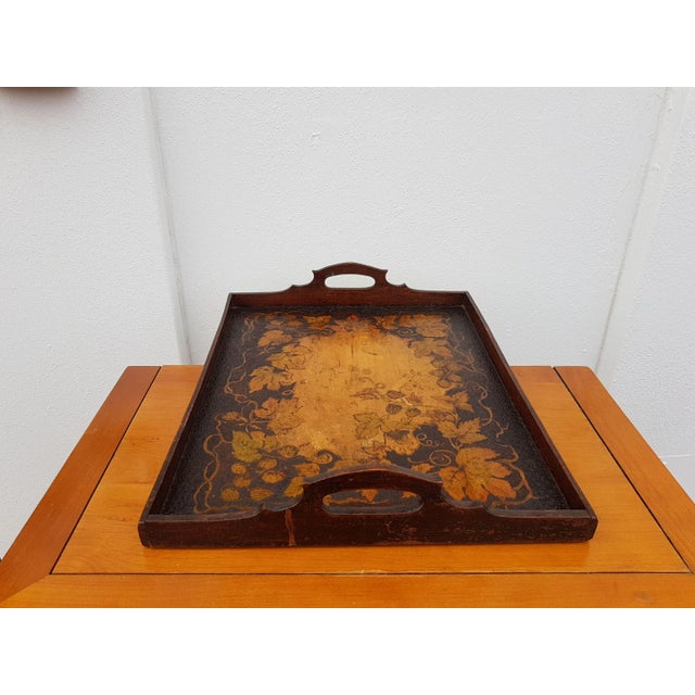 Vintage Handmade Artisan Wood Tray For Sale - Image 4 of 8
