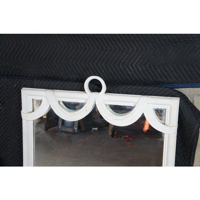 Late 20th Century Neoclassical Hollywood Regency White Boho Chic Ring Swag Vanity Mirror 46" For Sale - Image 5 of 10