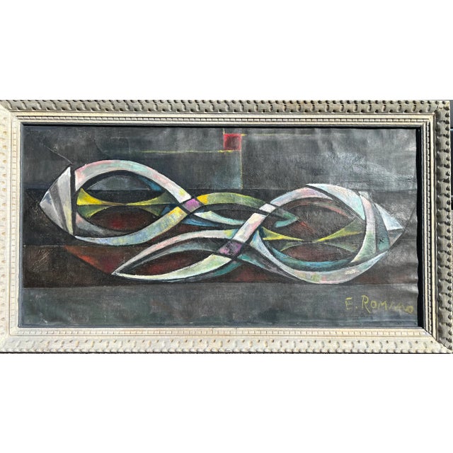 Abstract 1952 E. Romano "Abstractions" Oil Painting on Canvas For Sale - Image 3 of 4