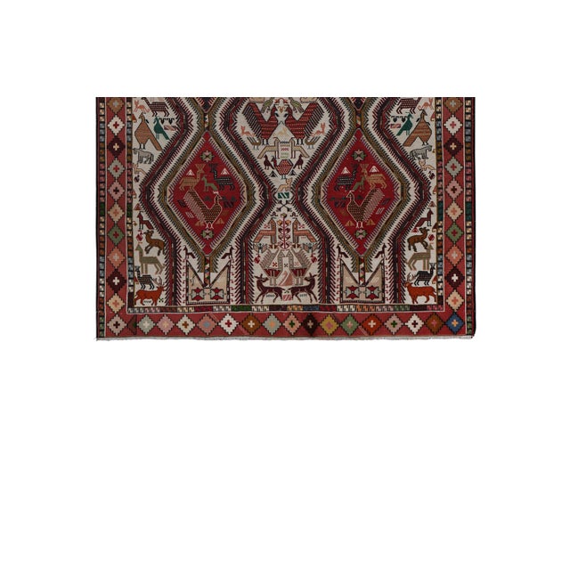 Mid-Century Modern Vintage Animal Pattern Soumac Kilim Rug 6'2'' X 9'5'' For Sale - Image 3 of 11