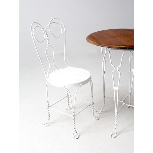 Mid 20th Century Antique Ice Cream Parlor Table and Chair Set For Sale - Image 5 of 12