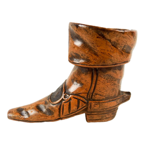 Antique Hand Carved Wood Boot Match Holder Striker