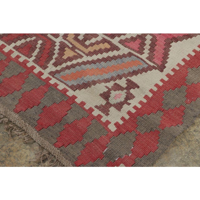 1950s Vintage Khotan Samarkand Runner in Brown With Geometric Medallion - Rug & Kilim For Sale - Image 5 of 7