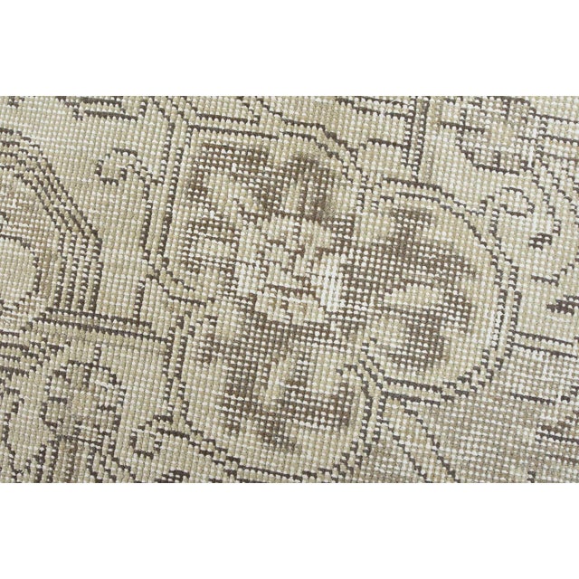 Tabriz Rug 6’11” X 10’1” Beige Wool Vintage Distressed Hand-Knotted Carpet For Sale - Image 4 of 15