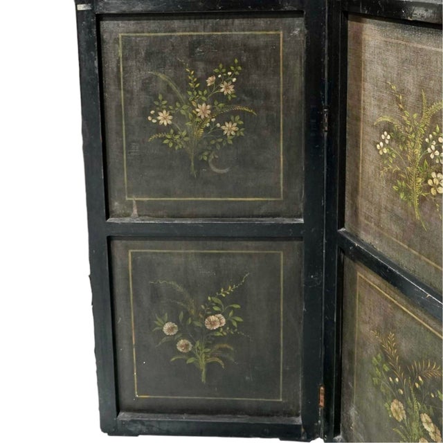 Burnt Orange 19th Century Chinoiserie Folding Screen, Hand-Painted Leather For Sale - Image 8 of 10