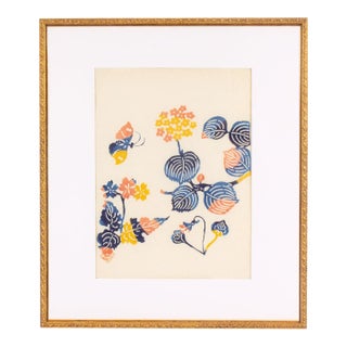Japanese Stencil Dyed Print by Kichiemon Okamura For Sale