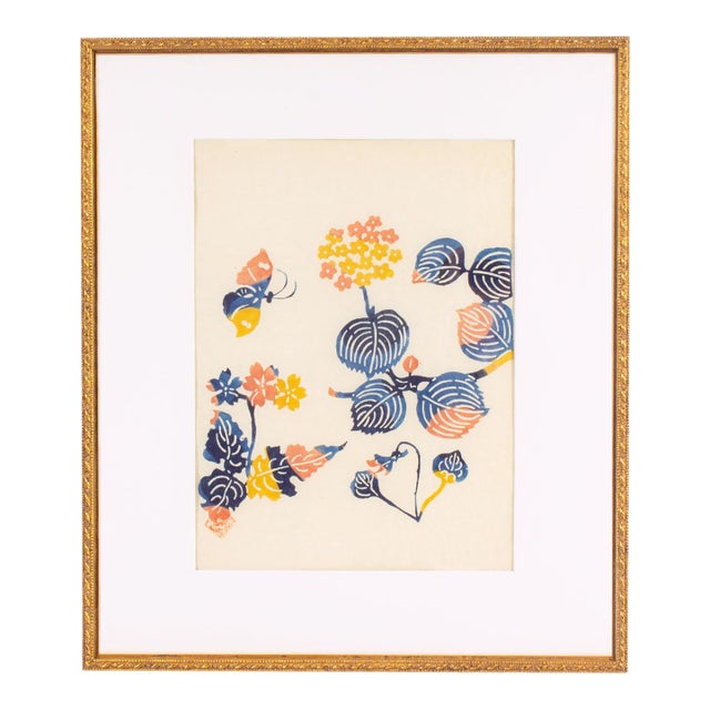 Japanese Stencil Dyed Print by Kichiemon Okamura For Sale
