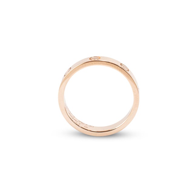Early 21st Century Cartier 18k Rose Gold Small Love Wedding Band Ring, Size 6.75 For Sale - Image 5 of 8