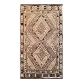 Handwoven Vintage Kilim Rug in Beige, Brown and Soft Gray, 9.6 X 16.1 Ft For Sale