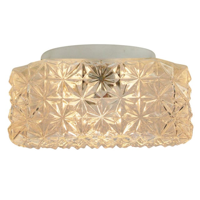 1960s Mid-Century Modern Square Clear Glass Flush Mount For Sale - Image 5 of 8