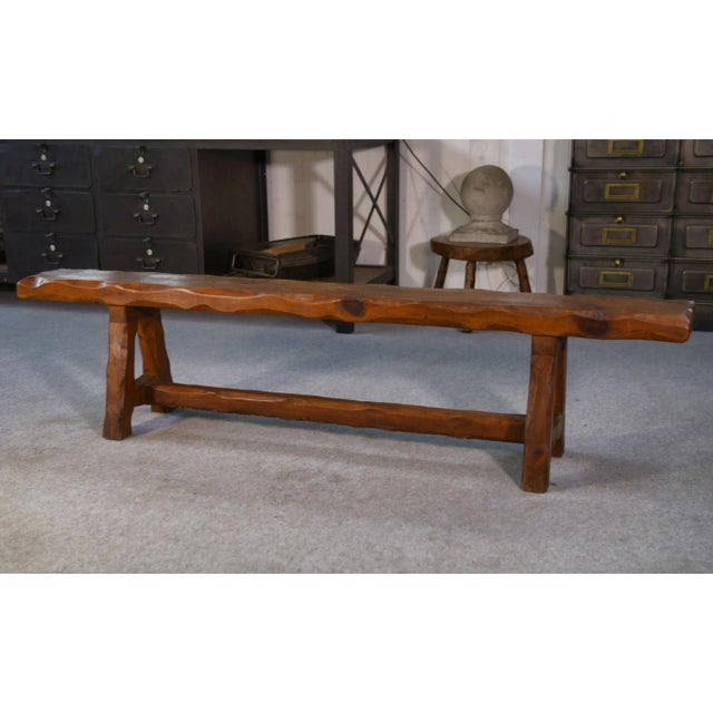 Vintage Brutalist Pine Bench, 1950s For Sale - Image 11 of 11