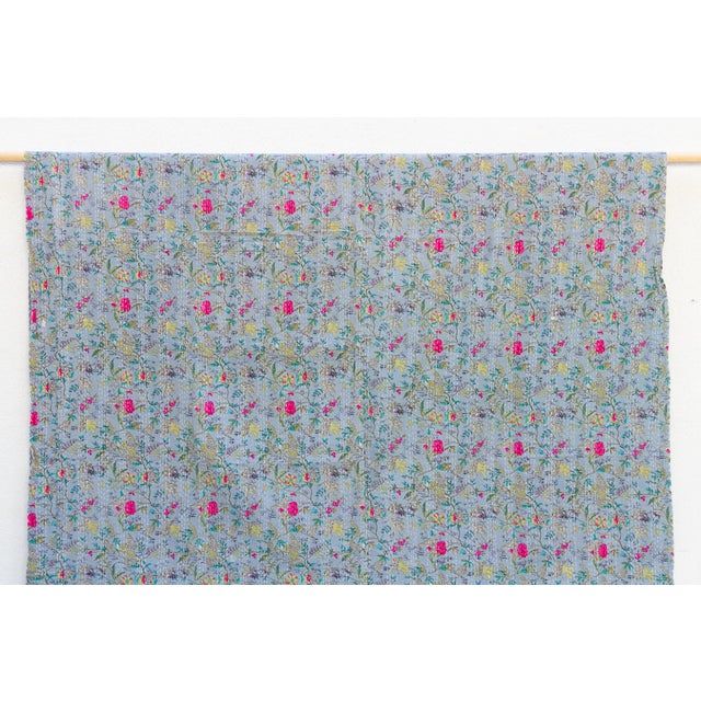 Indian Garden Bouquet Indian Block Print Blanket For Sale - Image 3 of 6
