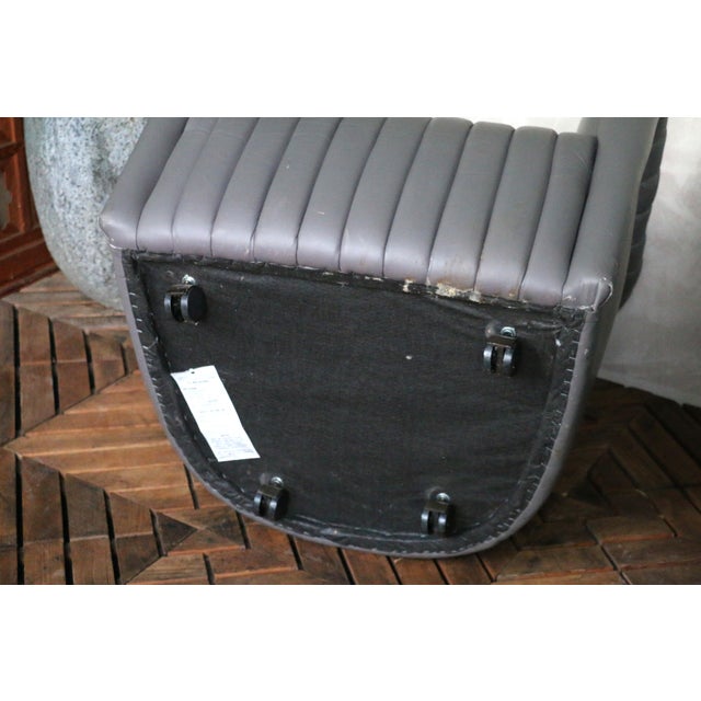 Vintage Pair of Gray Leather Channel-Tufted Club Chairs by Martin/Brattrud, 1987 For Sale - Image 13 of 14