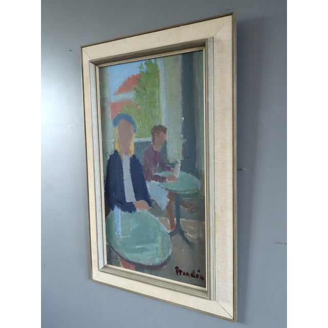 1960s Mid-Century Modern 'Cafe Corner' Vintage Swedish Original Figurative Interior Oil Painting, Framed For Sale - Image 5 of 10