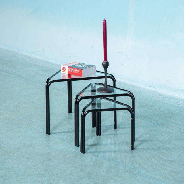 Minimalist Triangular Nesting Tables, 1980s, Set of 3 For Sale - Image 9 of 15