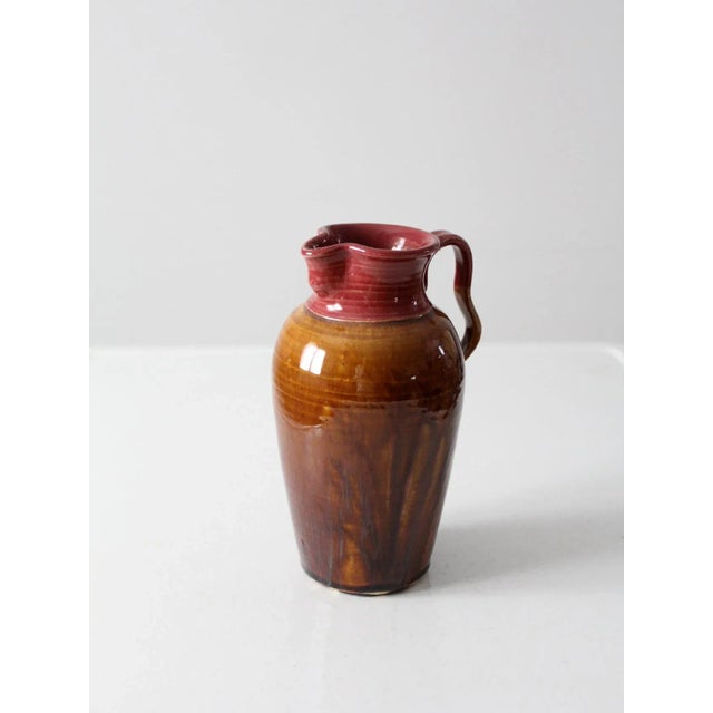 Brown Vintage Studio Pottery Pitcher Circa 1983 For Sale - Image 8 of 11